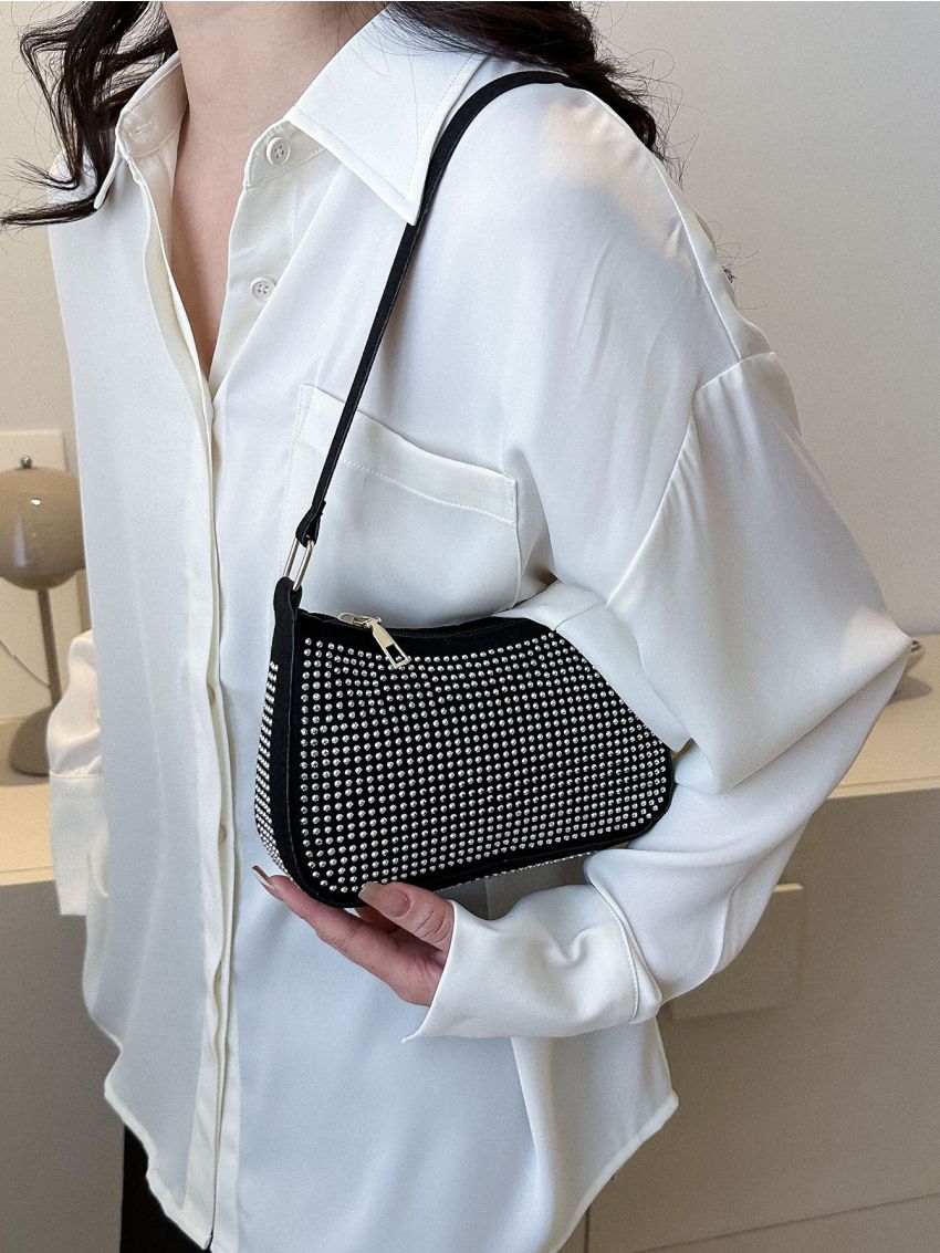 Studded Decor Hobo Bag Punk Style