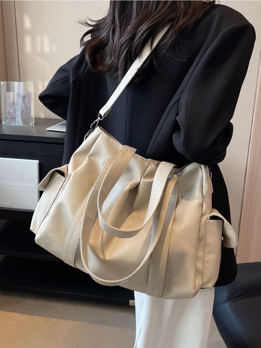 Medium Tote Bag Double Handle Solid Color