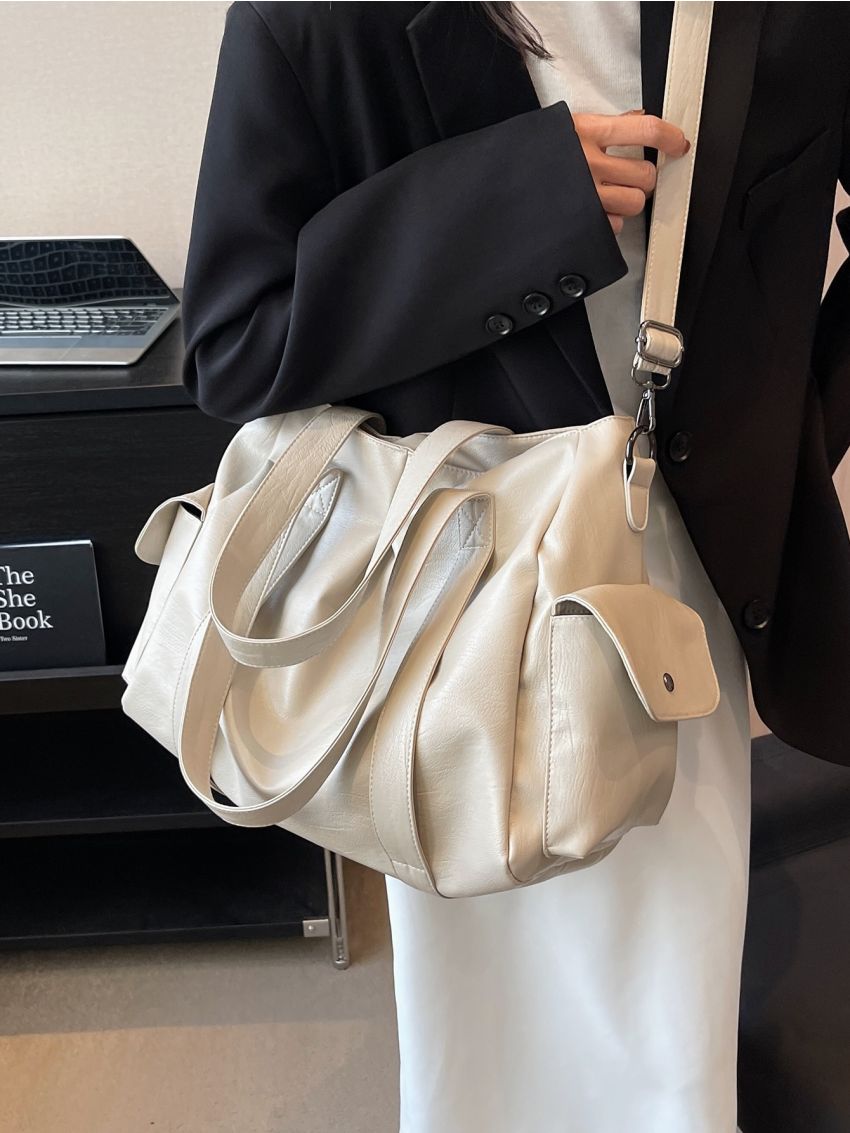 Medium Tote Bag Double Handle Solid Color