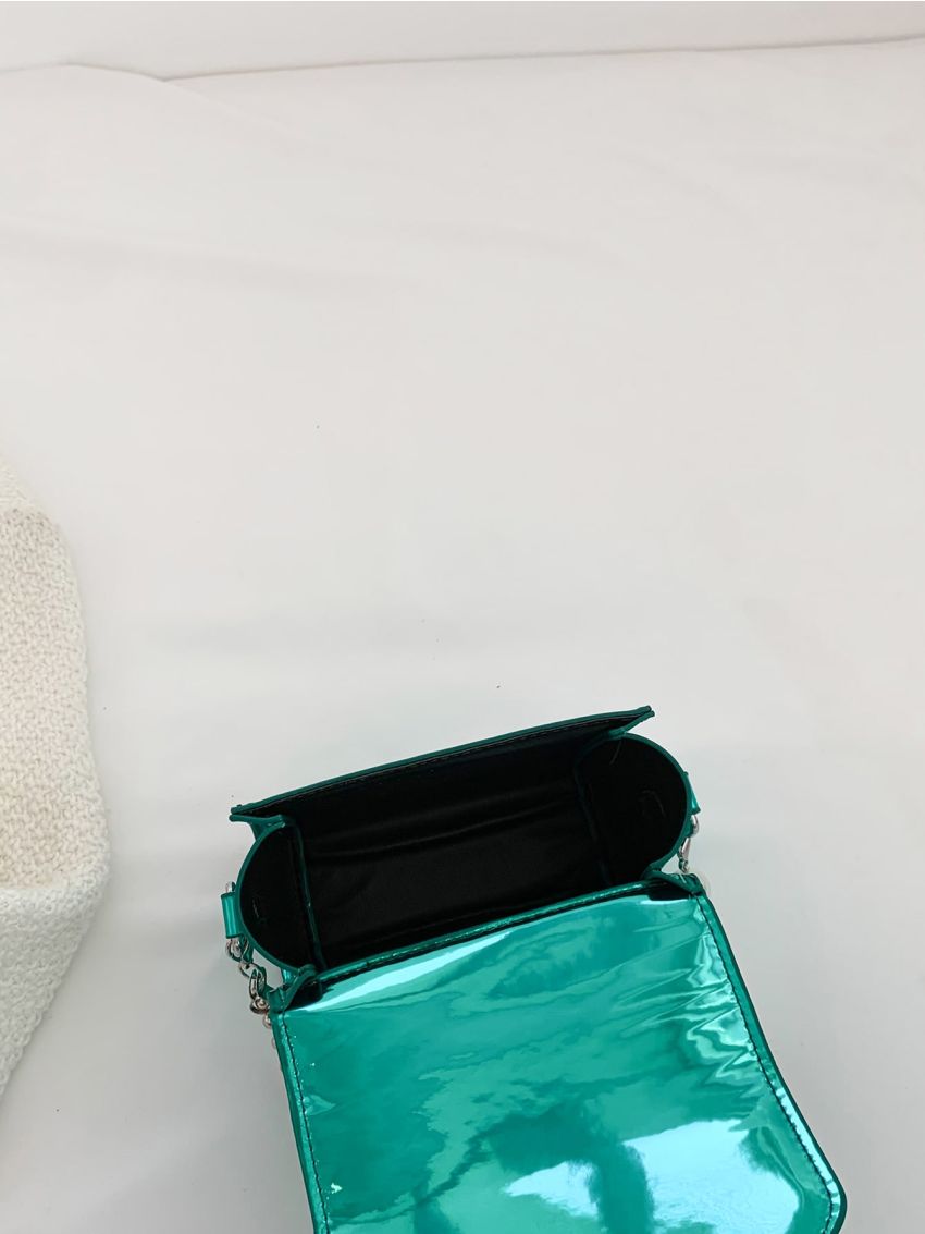 Faux Pearl Beaded Square Bag Mini Funky Metallic