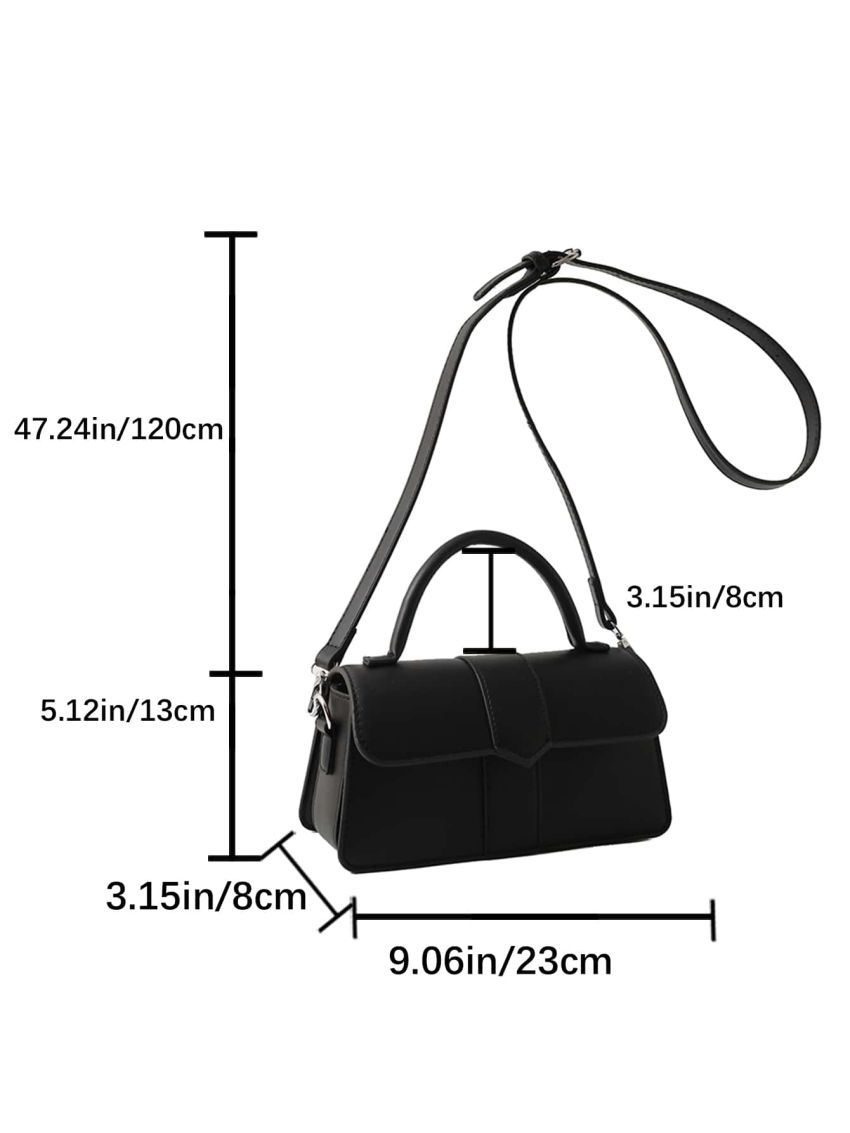 Small Square Bag Top Handle Solid Black