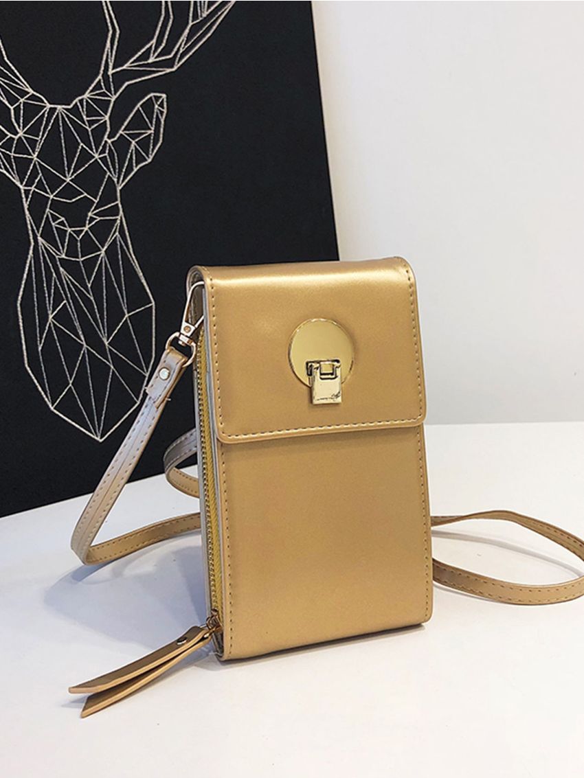 Metallic Metal Decor Phone Wallet