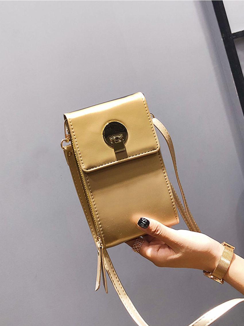 Metallic Metal Decor Phone Wallet