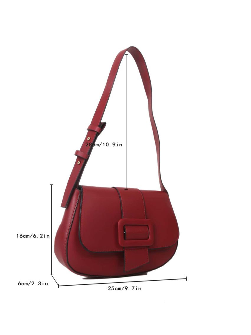 Medium Saddle Bag Burgundy Fashionable Flap For Daily