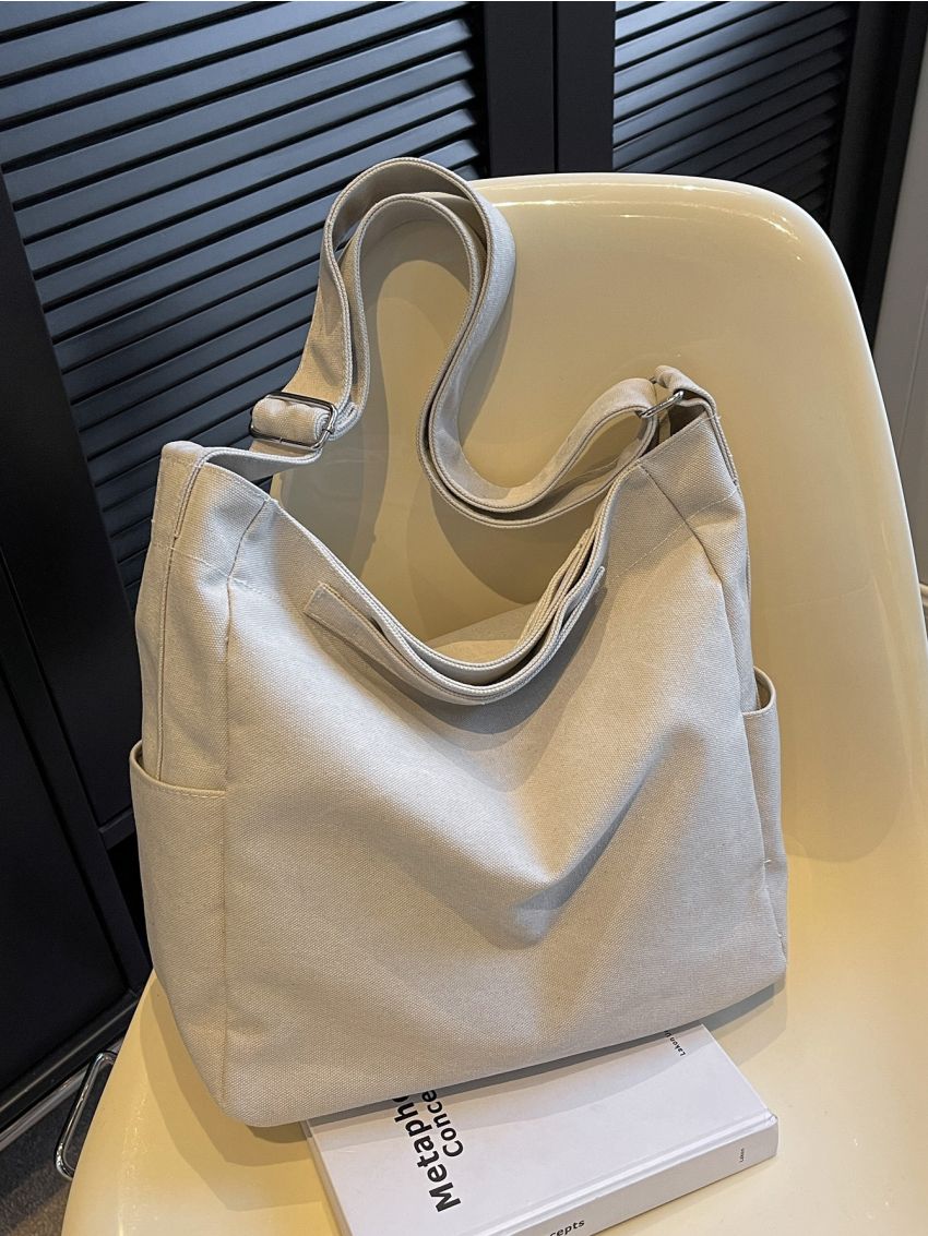 Minimalist Hobo Bag Double Handle Canvas For Daily