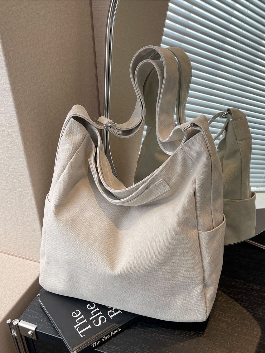 Minimalist Hobo Bag Double Handle Canvas For Daily