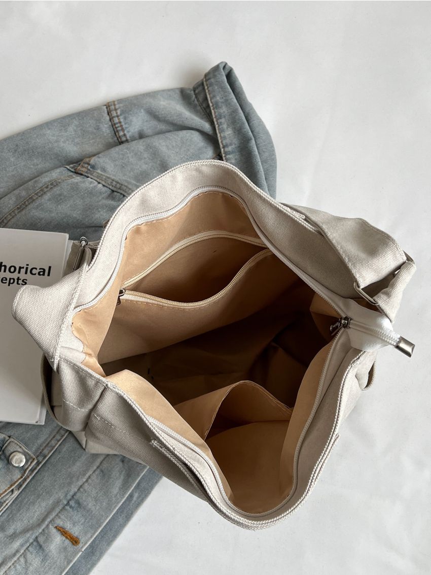 Minimalist Hobo Bag Double Handle Canvas For Daily