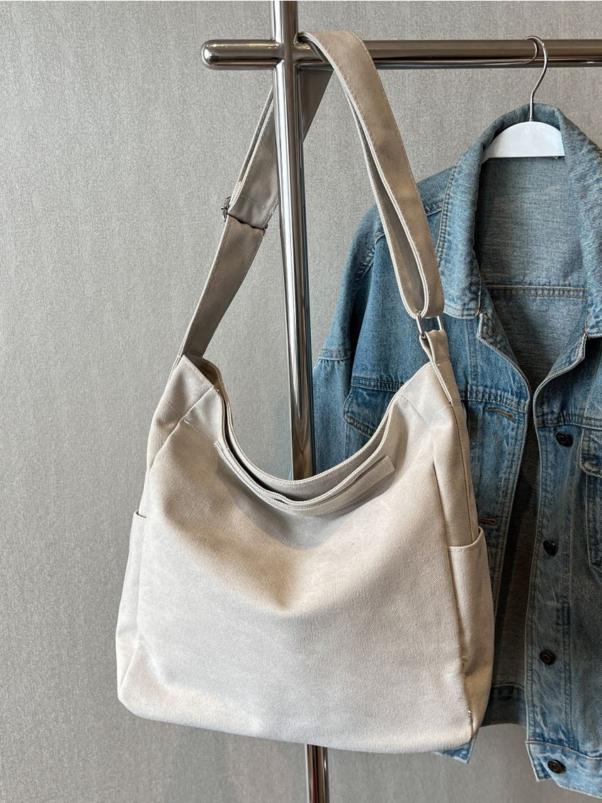 Minimalist Hobo Bag Double Handle Canvas For Daily