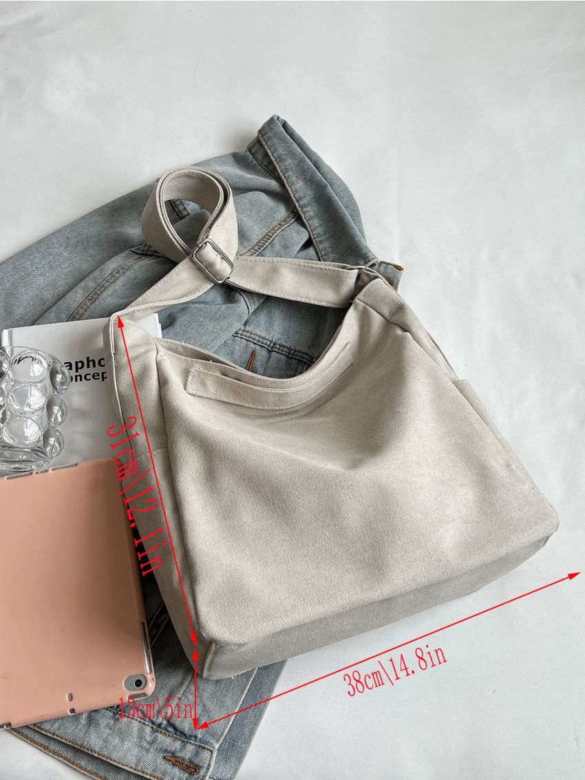 Minimalist Hobo Bag Double Handle Canvas For Daily