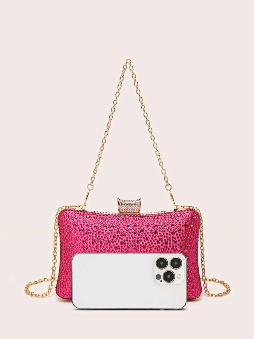 Mini Box Bag Rhinestone Decor Glamorous