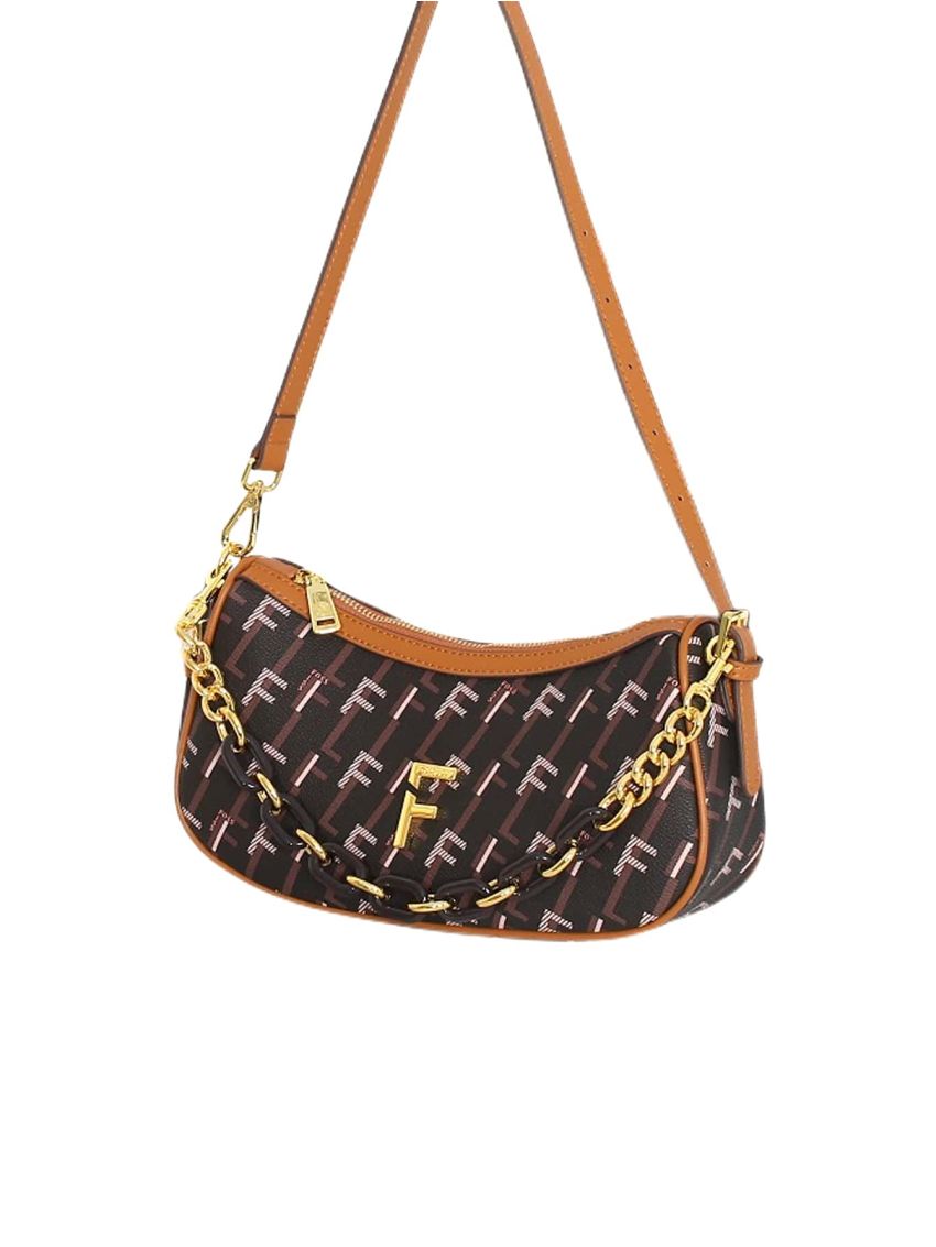All Over Print Hobo Bag Chain Decor Top Handle For Work, Clear Bag