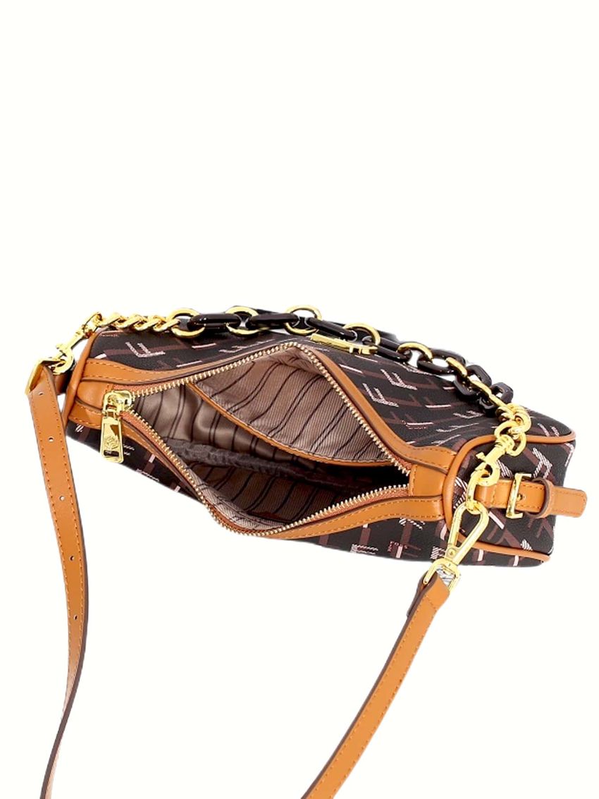 All Over Print Hobo Bag Chain Decor Top Handle For Work, Clear Bag