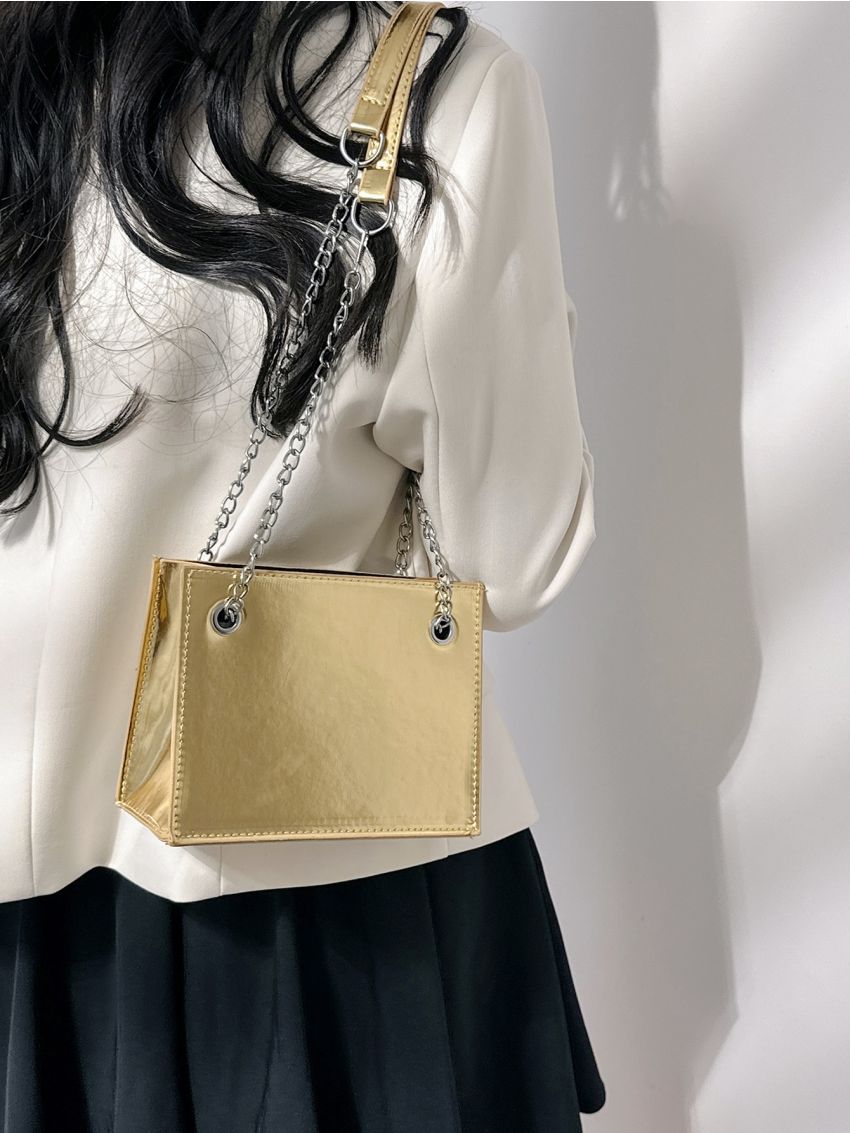 Minimalist Square Bag Mini Metallic Gold