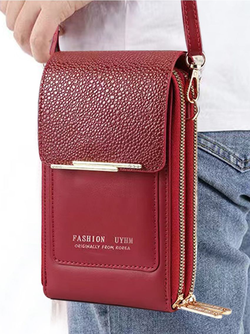 Letter Graphic Phone Wallet Red