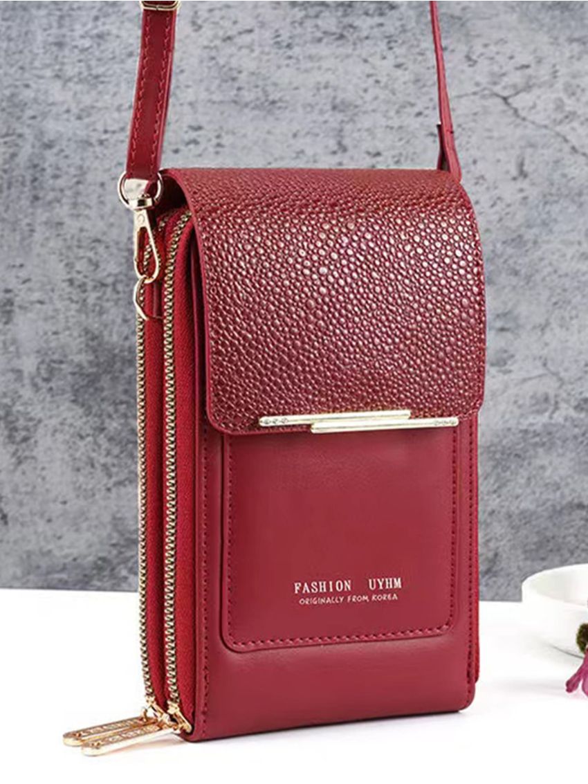 Letter Graphic Phone Wallet Red