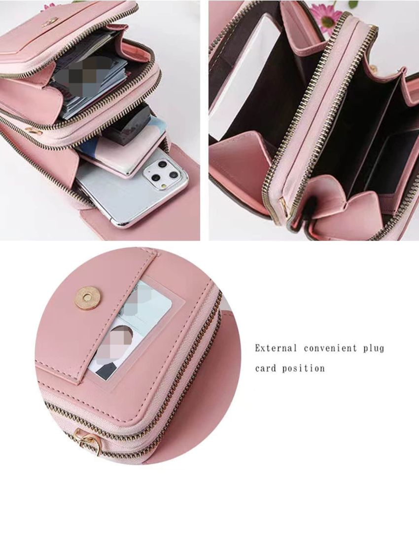 Letter Graphic Phone Wallet Pink