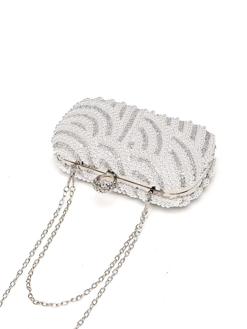 Mini Pearl & Rhinestone Decor Box Bag Glamorous
