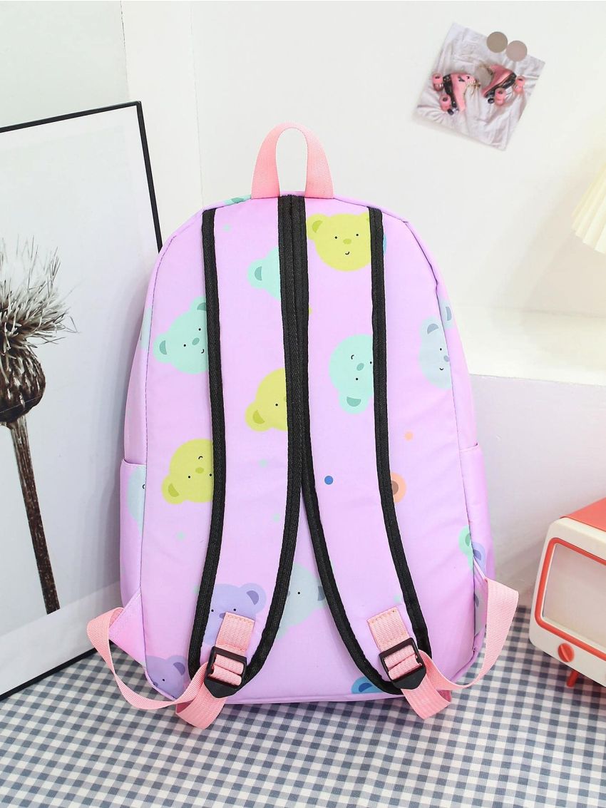 3pcs Bag Set Classic Backpack Crossbody Bag Pencil Case Set Cartoon Graphic