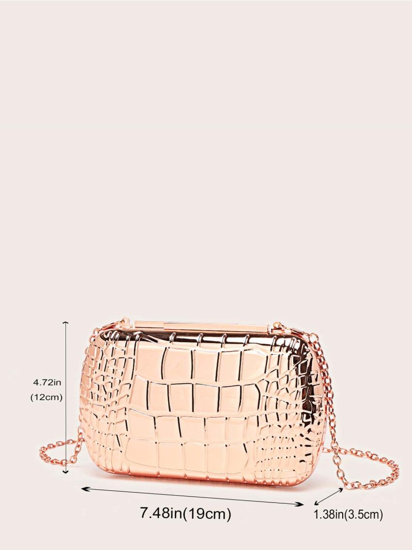 Mini Box Bag Geometric Embossed Metallic Minimalist