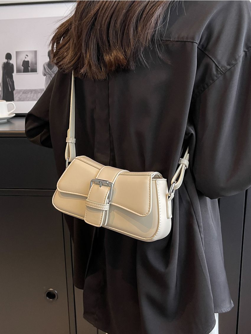 Small Baguette Bag Buckle Decor