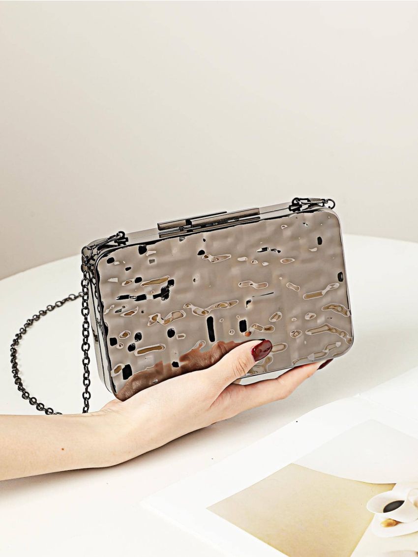 Mini Box Bag Chain Strap Iron Alloy
