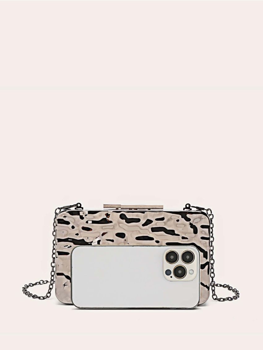 Mini Box Bag Chain Strap Iron Alloy