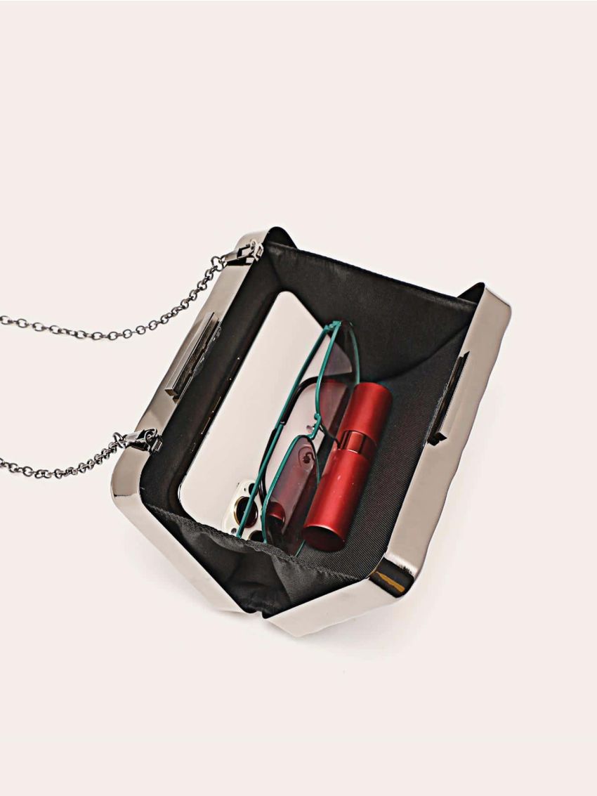 Mini Box Bag Chain Strap Iron Alloy