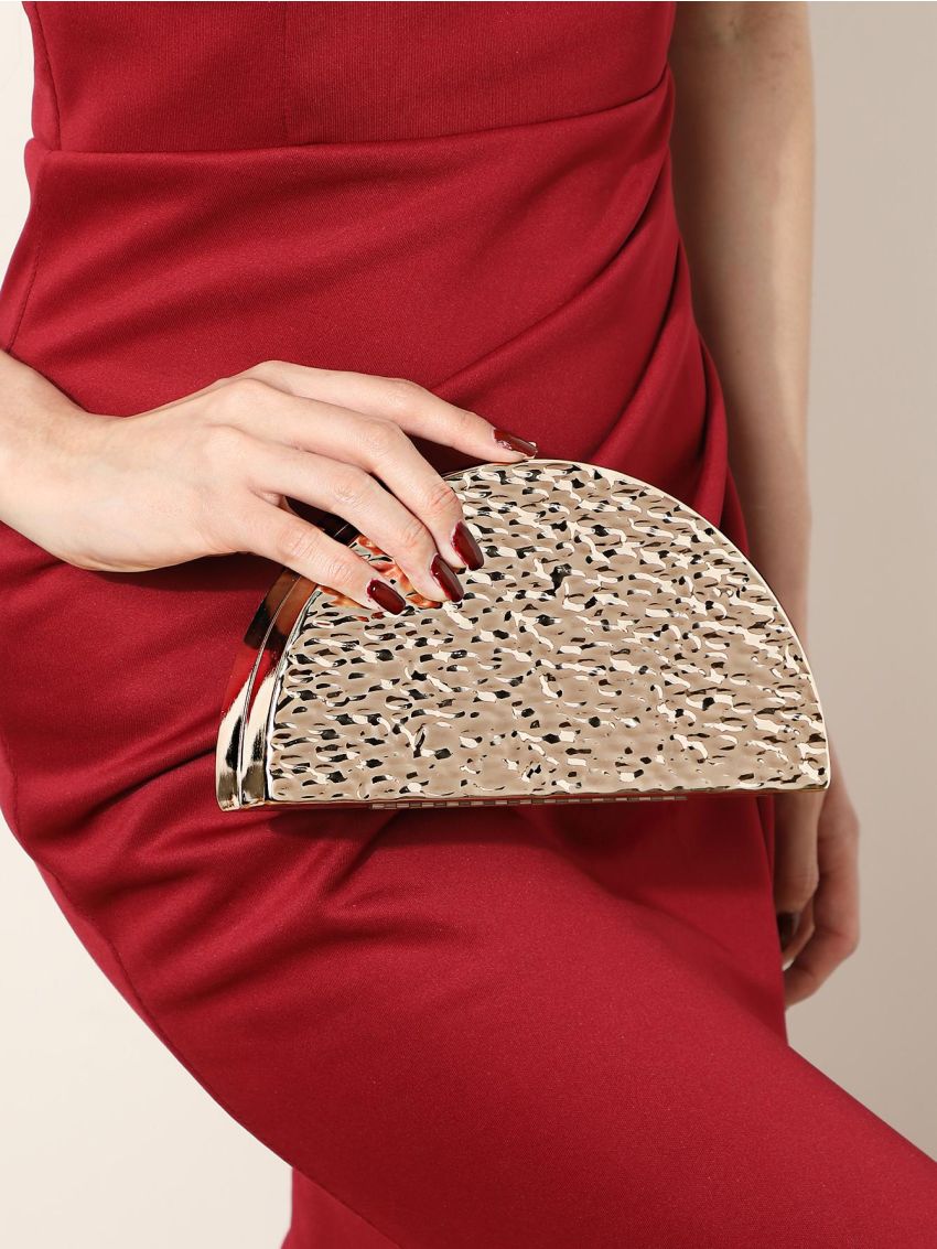 Mini Box Bag Gold Embossed Chain Strap For Party