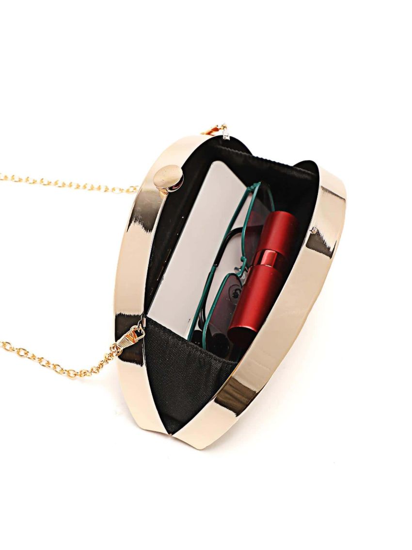 Mini Box Bag Gold Embossed Chain Strap For Party