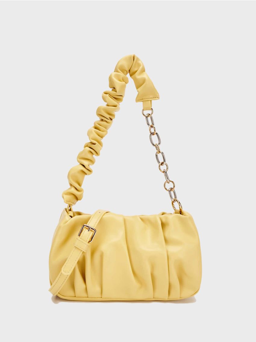 Chain Ruched Bag Yellow PU