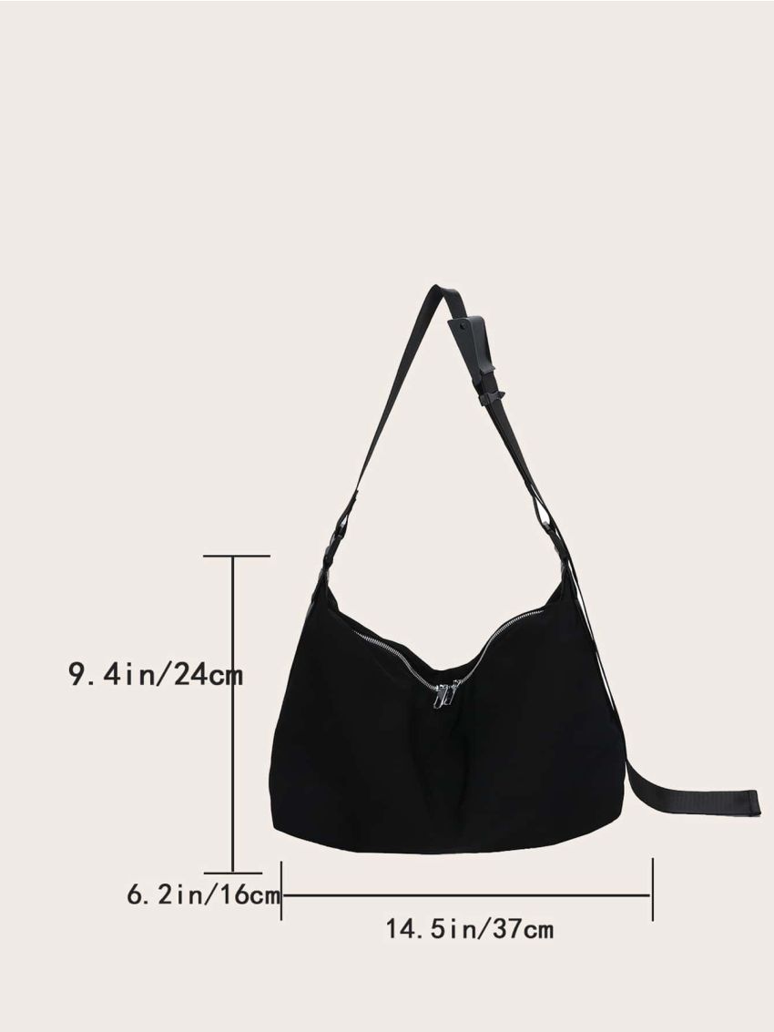 Large Hobo Bag Black Minimalist Adjustable Strap For Daily