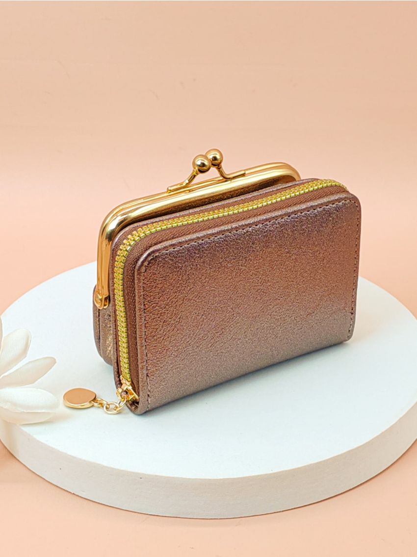 Metallic Pattern Card Holder Kiss Lock Design Funky Style Multi-Card Card Organizer for Storage Credit Cards