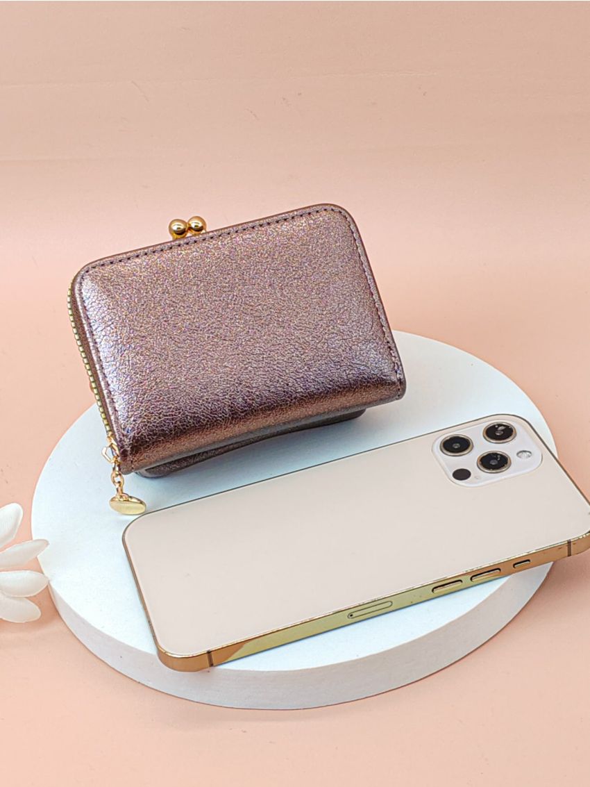 Metallic Pattern Card Holder Kiss Lock Design Funky Style Multi-Card Card Organizer for Storage Credit Cards