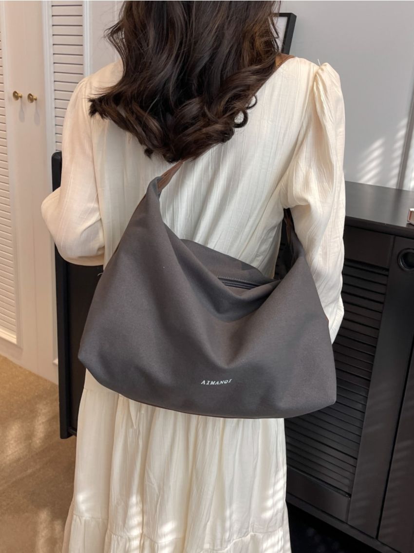 Letter Graphic Hobo Bag Large Capacity Polyester