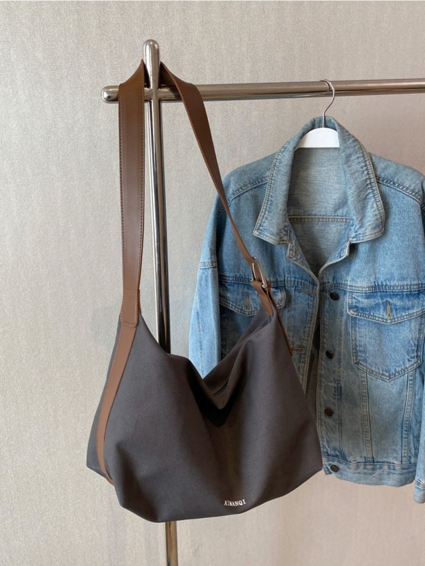 Letter Graphic Hobo Bag Large Capacity Polyester