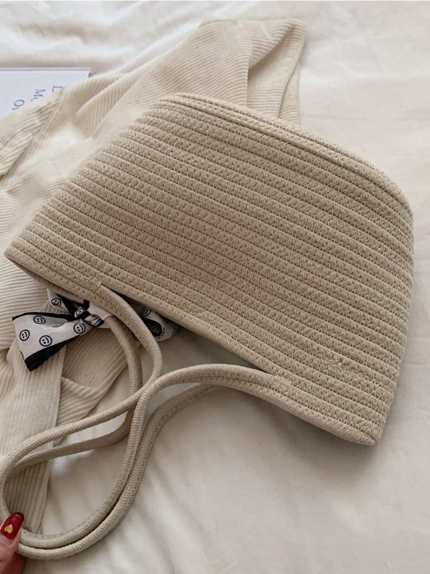 Twilly Scarf Decor Straw Bag Small Vacation