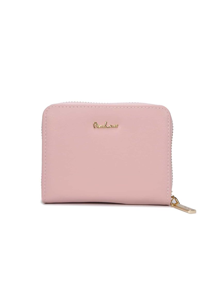 Letter Graphic Card Holder Zipper Pink