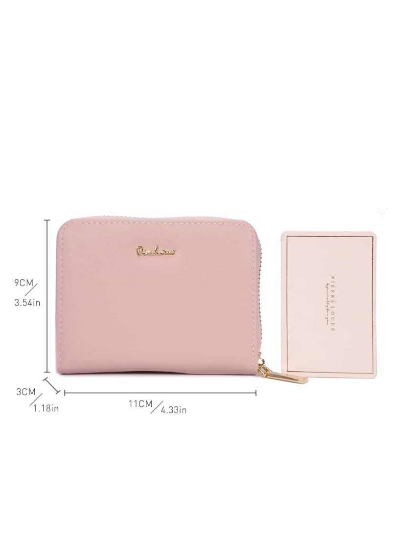 Letter Graphic Card Holder Zipper Pink