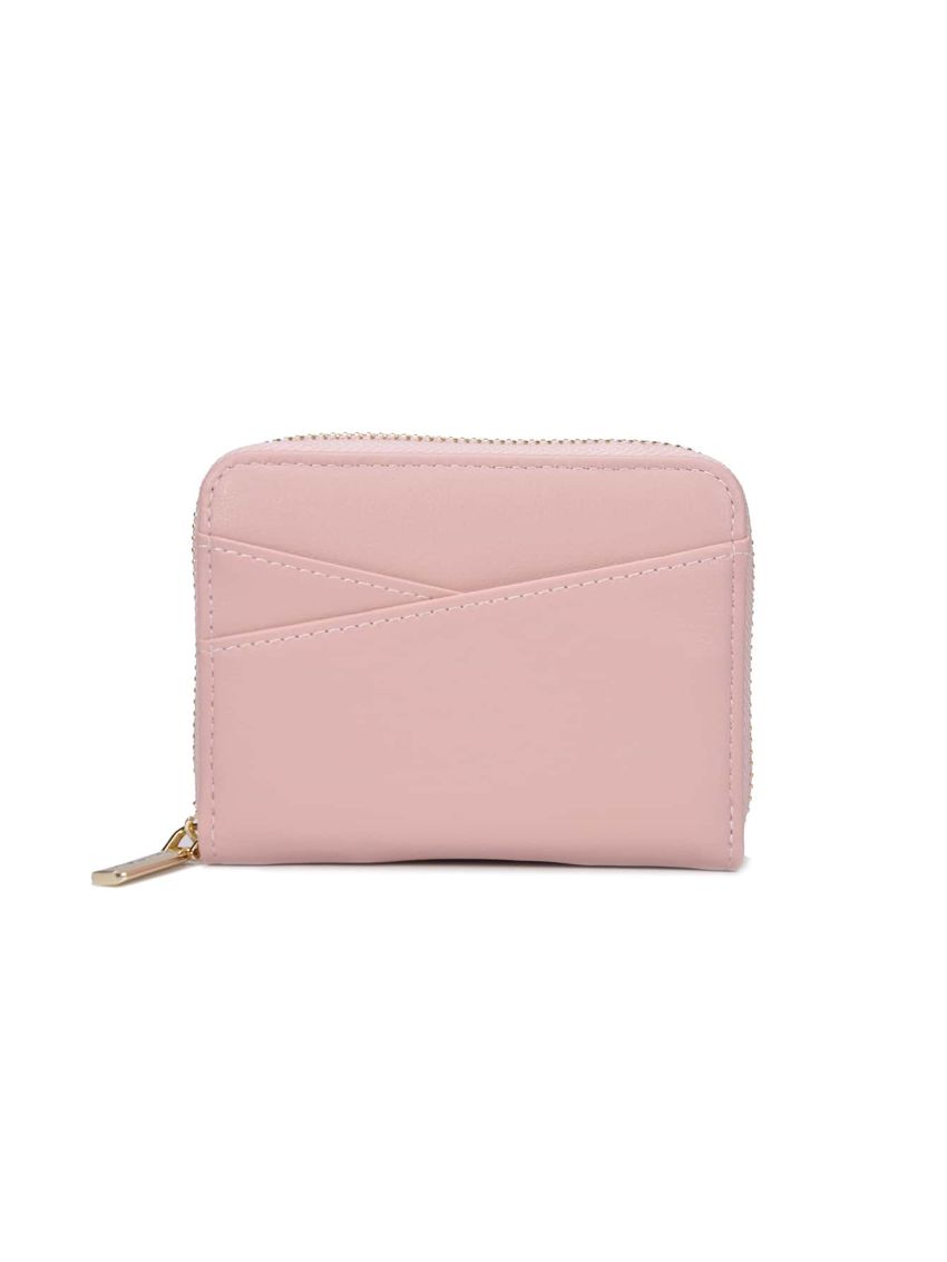 Letter Graphic Card Holder Zipper Pink