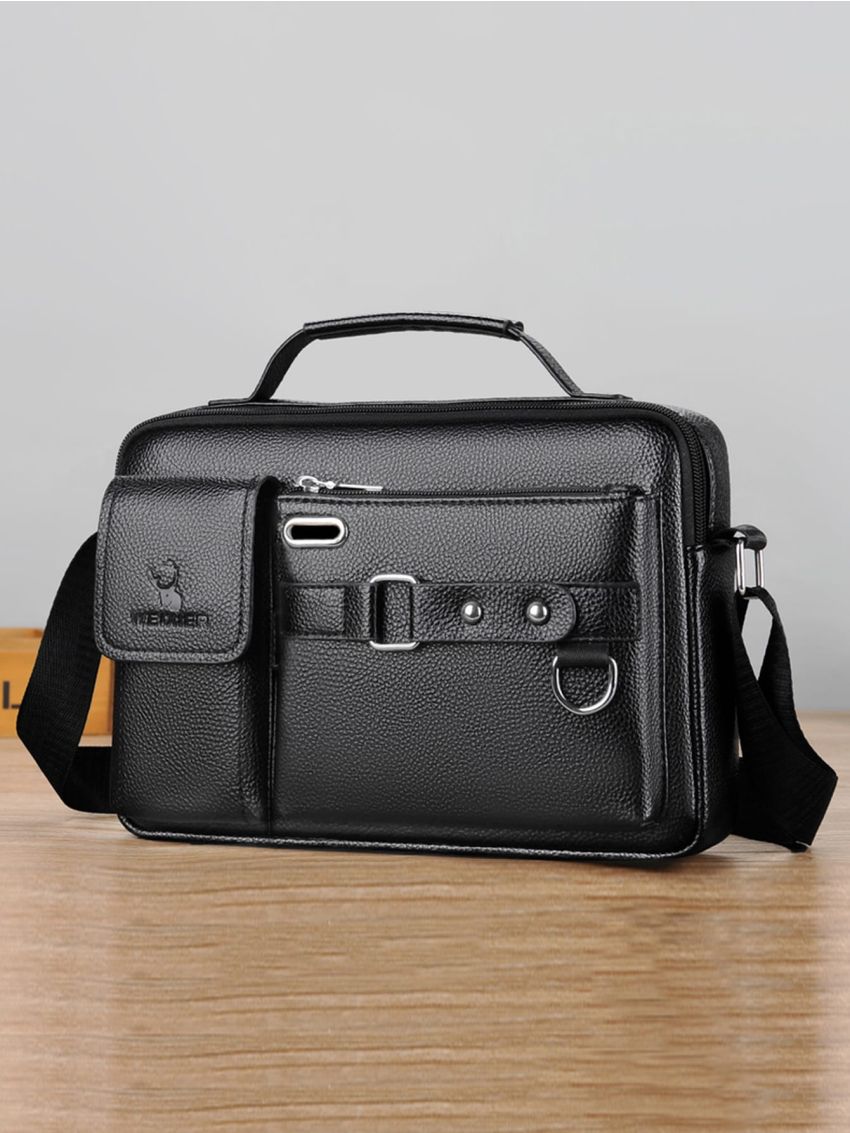 New Luxury Pu Men Bag Black Messenger Bag Briefcase Designer Male Fashion Crossbody Bag Shoulder Bag For Business Work Vintage Messenger Bag Briefcase Men Women For Business Work Satchel Shoulder Crossbody Bag