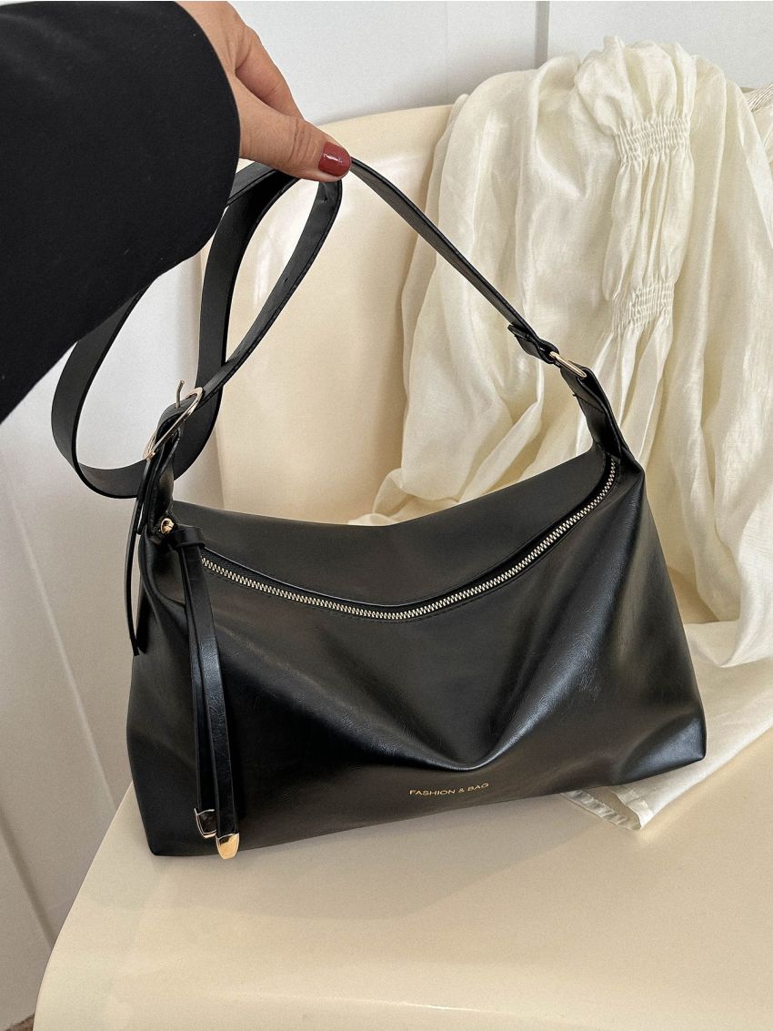 Medium Hobo Bag Letter Graphic Minimalist