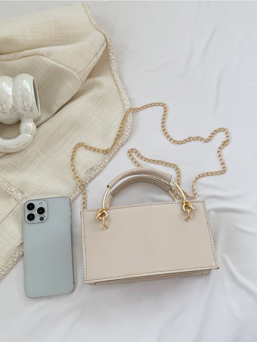 Minimalist Square Bag Mini Double Handle Beige