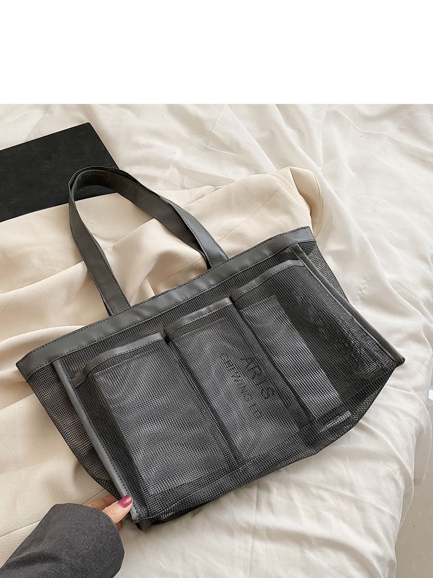 Large Capacity Beach Bag Mesh Design Multi-Pocket