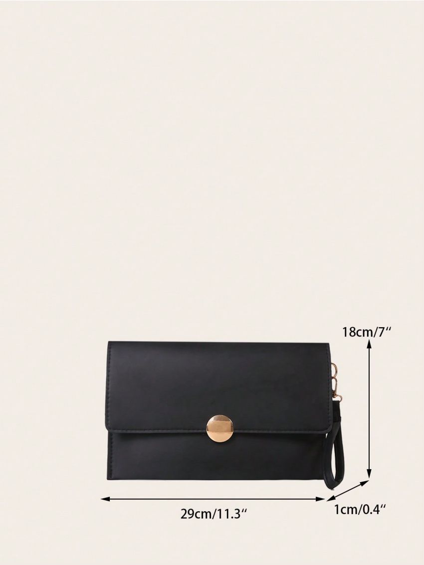 Minimalist Envelope Bag Metal Decor Black
