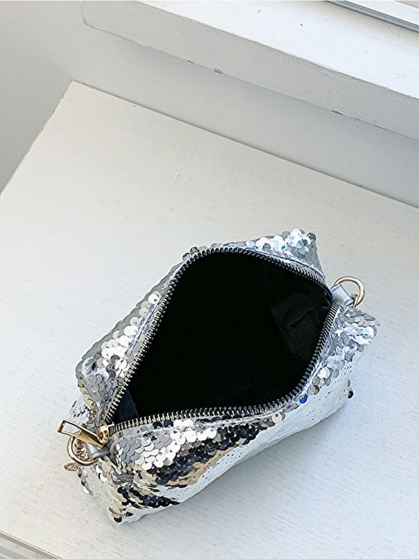 Mini Square Bag Sequin Decor Chain Strap
