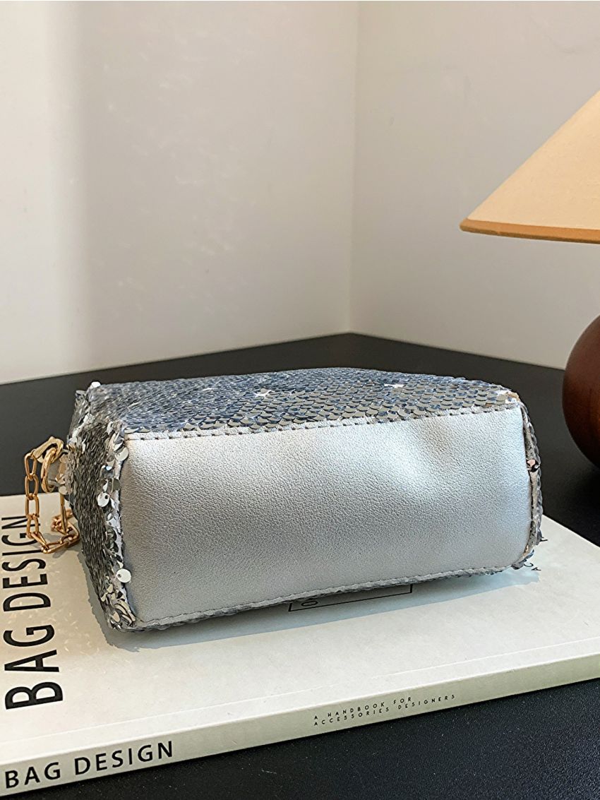 Mini Square Bag Sequin Decor Chain Strap
