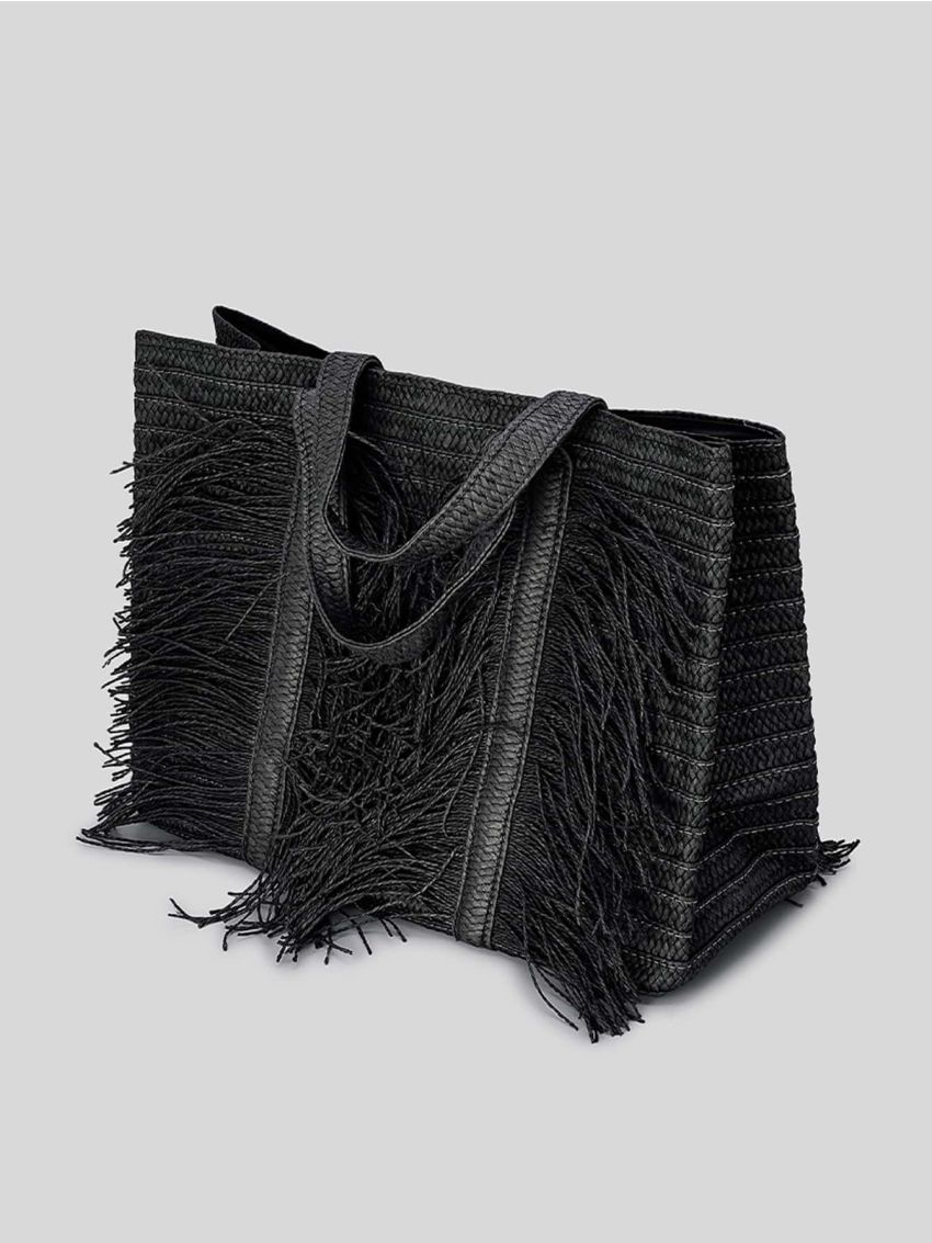 Large Capacity Fringe Straw Bag Women Shoulder Bag Woven Women Handbag Bohemia Beach Bag