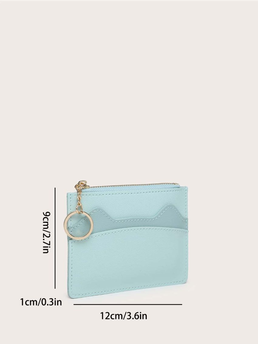 Colorblock Card Holder Zipper Blue