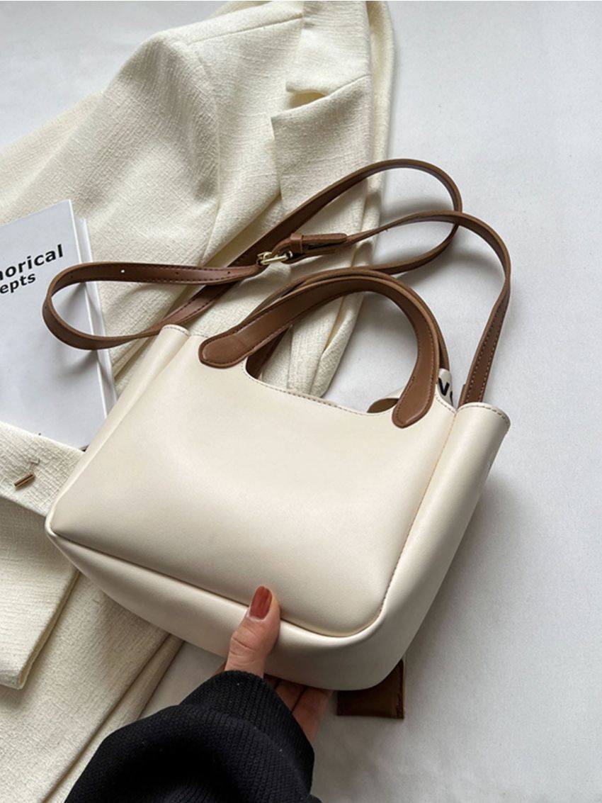 Letter Graphic Square Bag Double Handle Medium