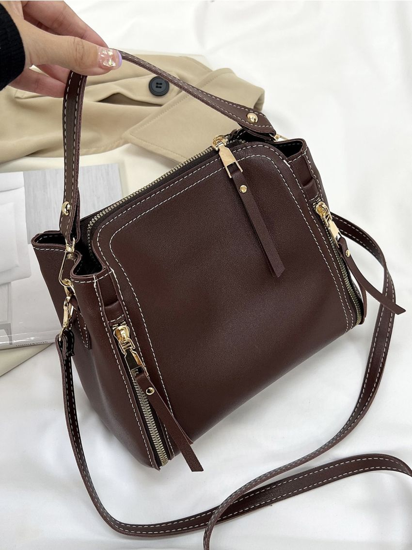 Minimalist Zip Front Square Bag